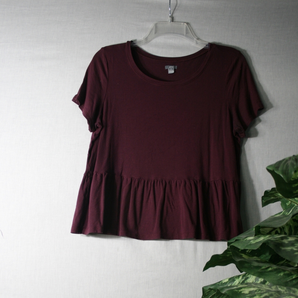 AERIE maroon peplum t-shirt